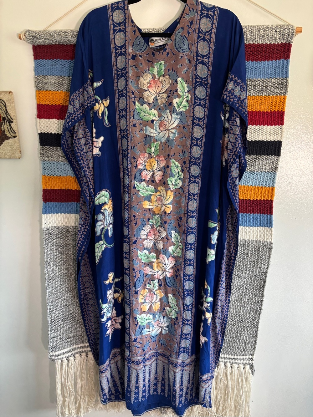 Vintage MuMu/house dress  Navy Floral Panel Maxi Dress